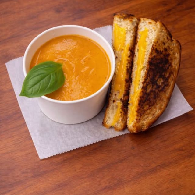 GRILLED CHEESE WITH TOMATO SOUP.