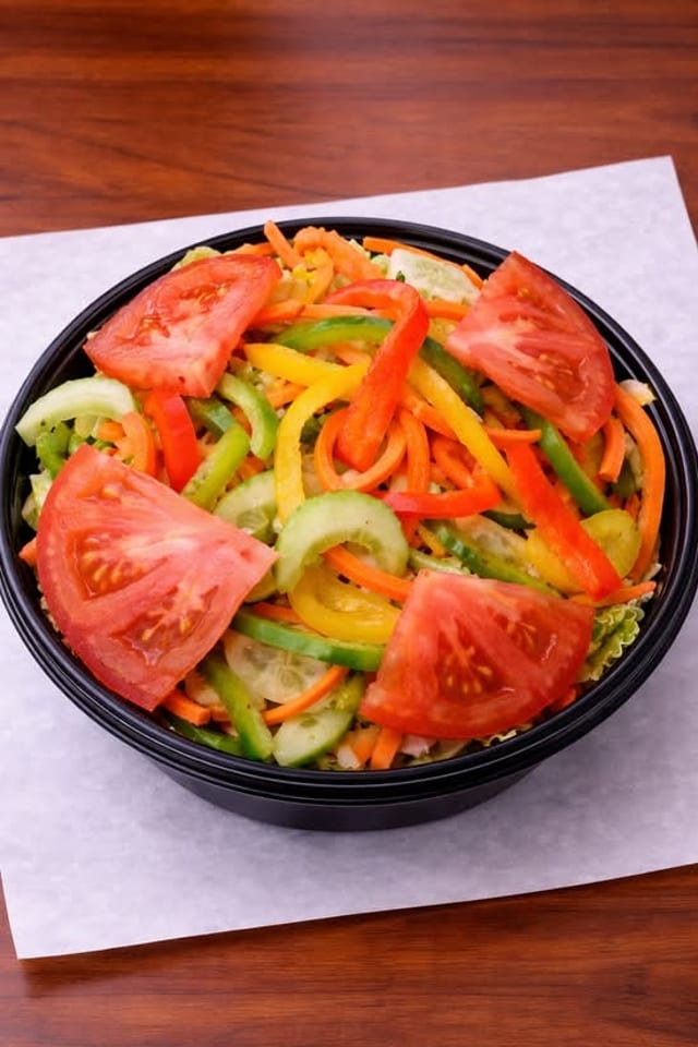 GARDEN SALAD WITH GRILLED CHICKEN.